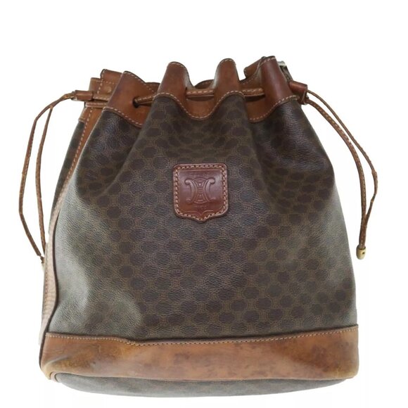 CELINE Macadam Canvas Shoulder Bag PVC Leather Brown Auth bs11386 - Picture 11 of 16